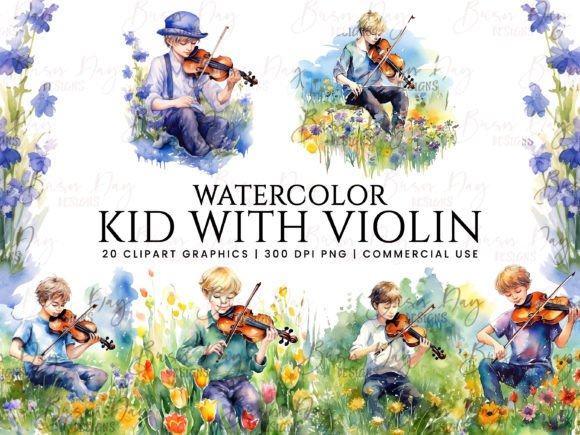 Adding Musical Charm: The Wedding Kid with Violin Clipart Bundle