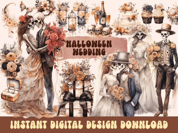 Blending Spooky and Sweet: The Allure of Halloween Wedding Clipart