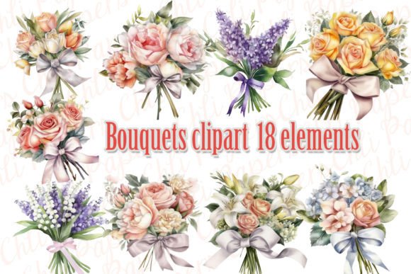 Designing with Delicate Pink Watercolor Wedding Bouquet Clipart