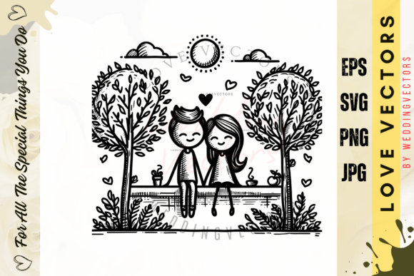 Romantic Elegance: Designing with Wedding Couple and Love Vectors - C369