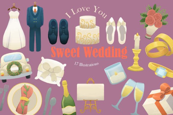Sweet Wedding Clipart: Timeless Illustrations for Your Projects