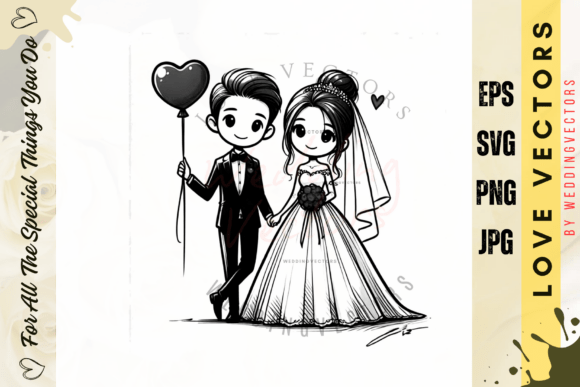 The C3715 Collection: Wedding Couple and Love Vectors for Timeless Designs