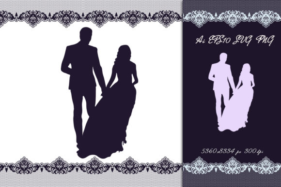 The Wedding Couple Leaves. Silhouette.