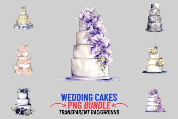 Watercolor Wedding Cakes Clipart: Sweet Design Assets