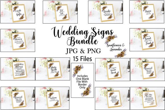 Wedding Signs Bundle with Sunflowers: Digital Files for Your Reception