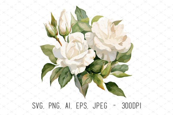 White Wedding Roses Clipart: Elegant Design Elements for Your Projects